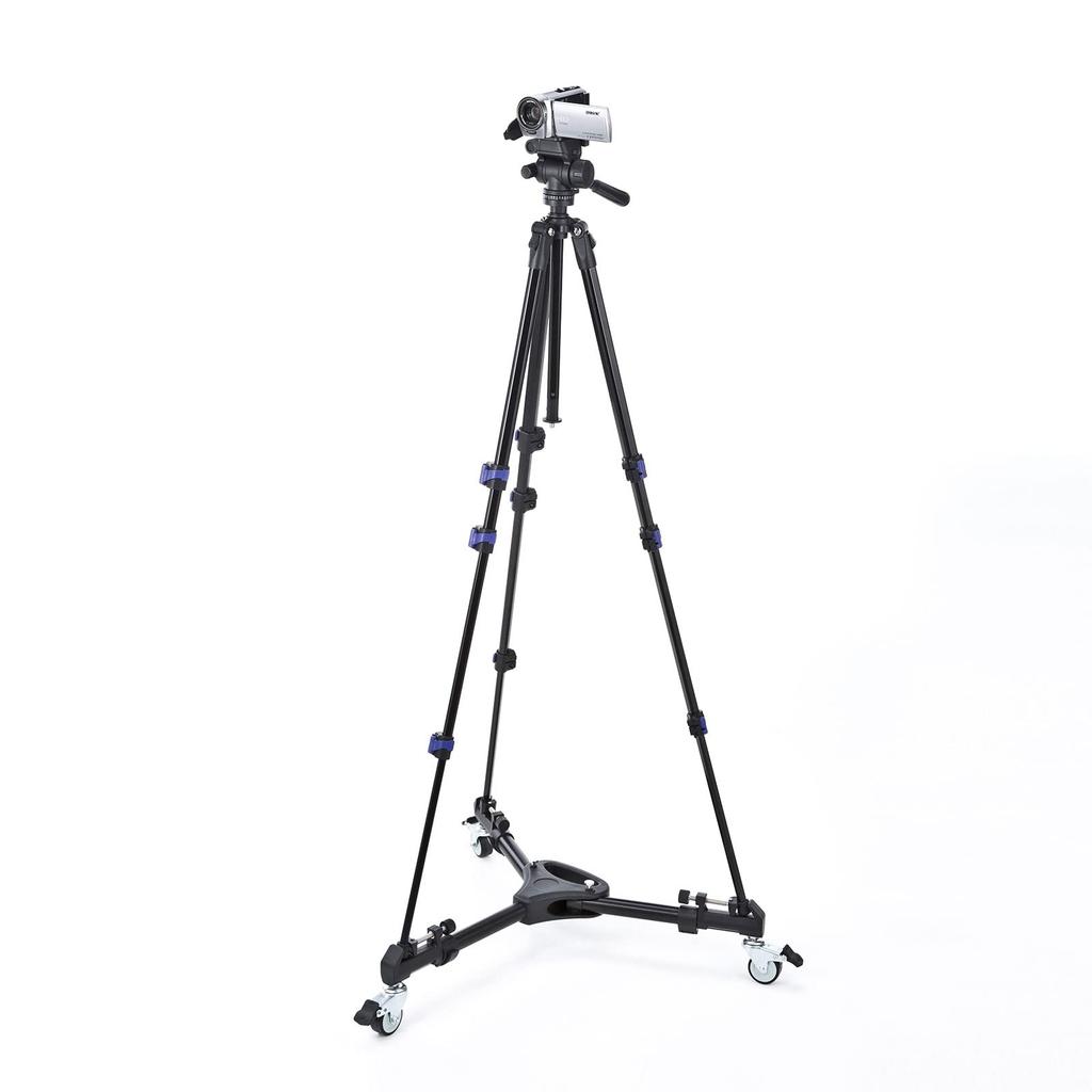 Sanwa Supply Foldable Tripod with Parallel Supports Slide and Dolly Photography DG-CAM31 Casters, Movement,