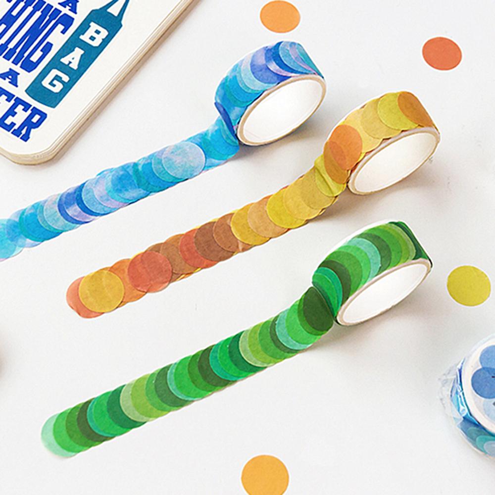 Japanese Stationery Adhesive Tape Round Stickers Label Colorful Dots Washi Tapes Masking Tape