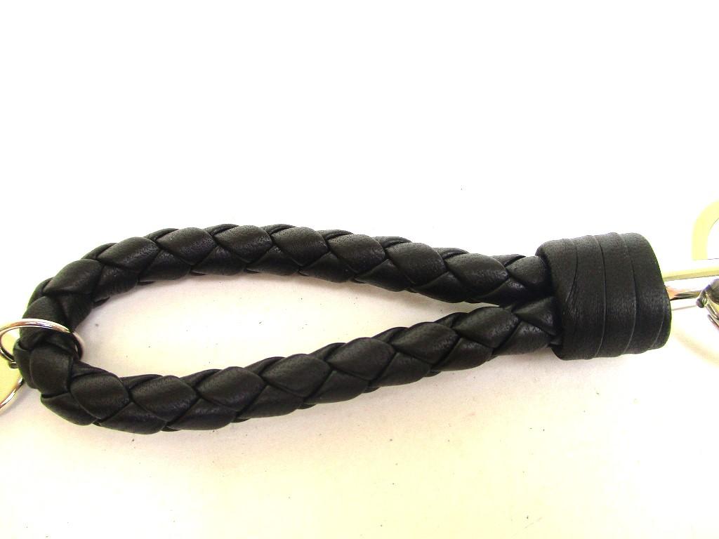 Оригинальный брелок для ключей BOTTEGA BENETA Intrecciato из черной кожи #a162, восстановленный