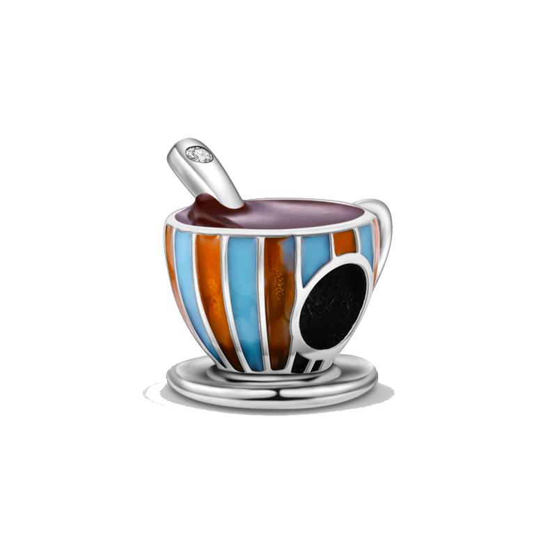 Copper Cherry Coffee Cake Doughnuts Afternoon Tea Series Charms Beads Pendant Fit Original Bracelets Diy