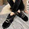 Winter New Low-heel Snow Boots Women's Round Head Plush Side Zipper Metal Buckle Anti-slip Wear-resistant Short Boots