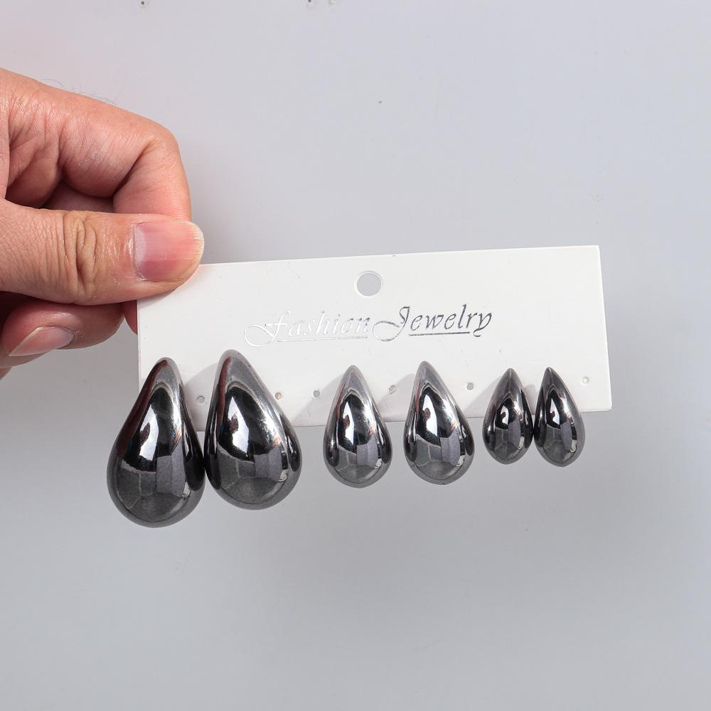 Extra Large 3pair Acrylic Chunky Waterdrop Earring Dupes for Women Metallic Color Teardrop Y2K Earring Hoops Jewelry Lightweight