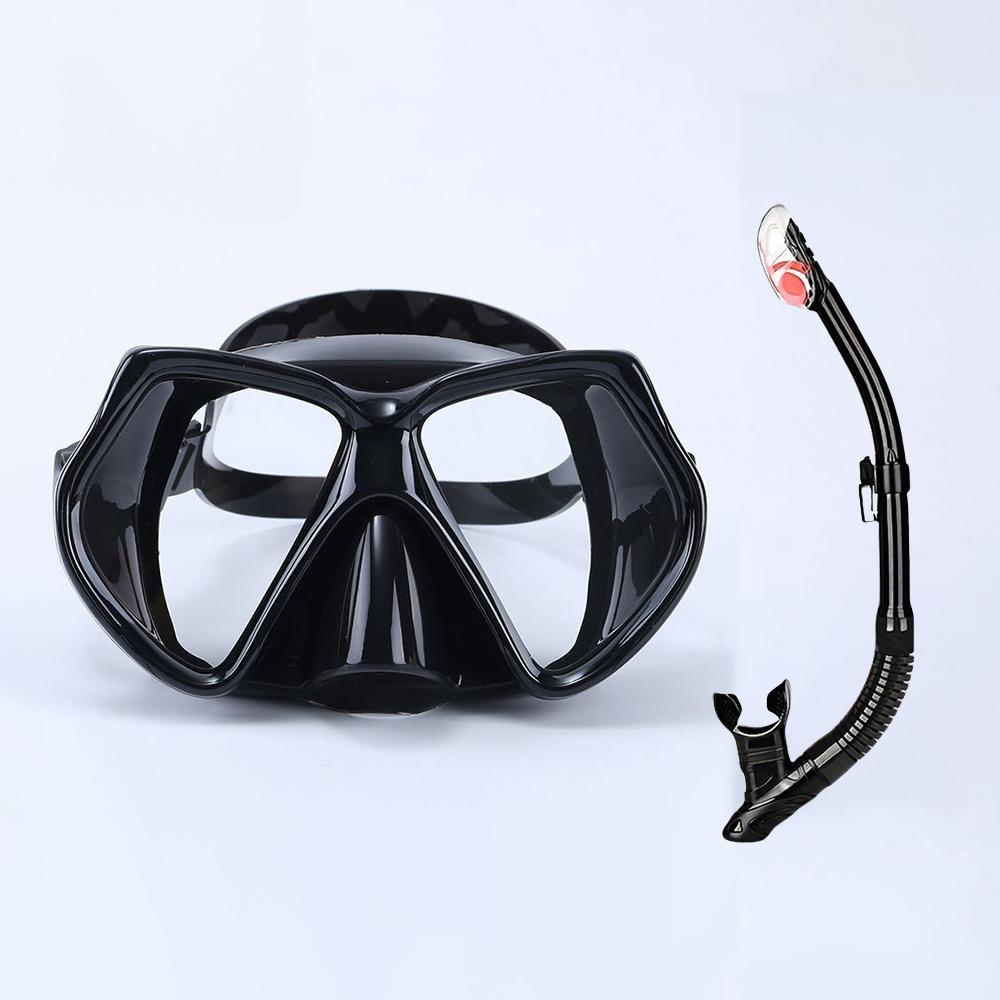 Маска для дайвинга, очки для плавания, подводная трубка, силиконовая юбка, панорамное HD из закаленного стекла, противотуманное покрытие для взрослых и молодежи, с крышкой для носа