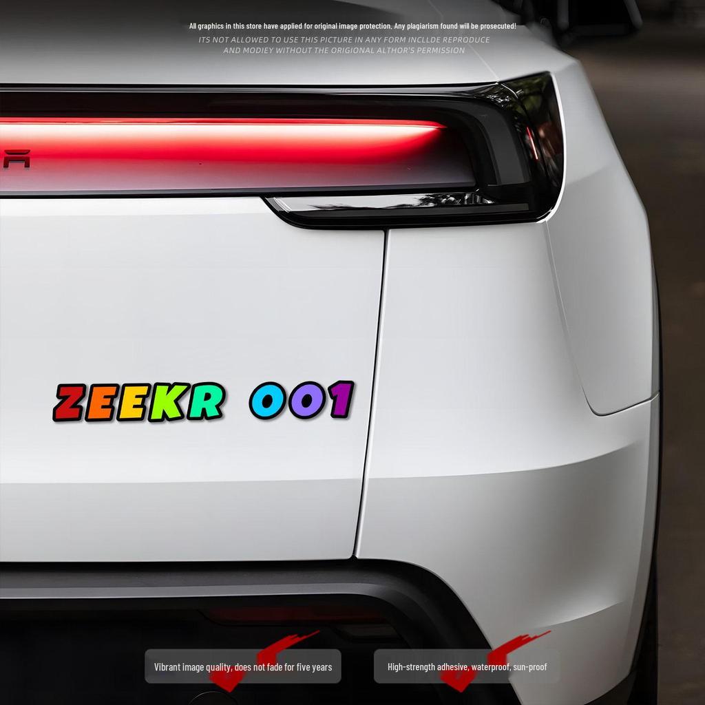 Compatible with Tesla Model 3/Y Rear 3D Cartoon Colorful Car Logo Letter Stickers in Acrylic.