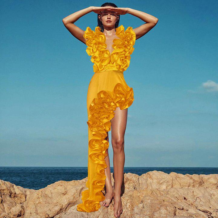 2024 Европейский и американский черно-белый купальник с глубоким V-образным вырезом и кружевом для похудения