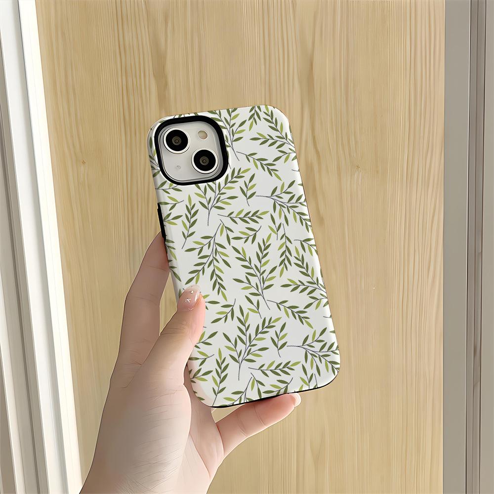 Чехол для мобильного телефона с узором из свежих ивовых листьев iPhone11 глянцевая текстура защитный чехол Apple 17 два в одном чехол с магнитной пленкой