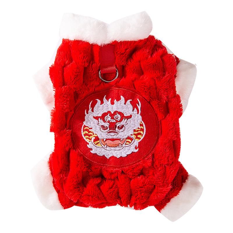 Chinese New Year warm anti-shedding four-legged clothing autumn and winter clothing small dog Teddy Bi Xiong Pomeranian pet puppy dog clothing