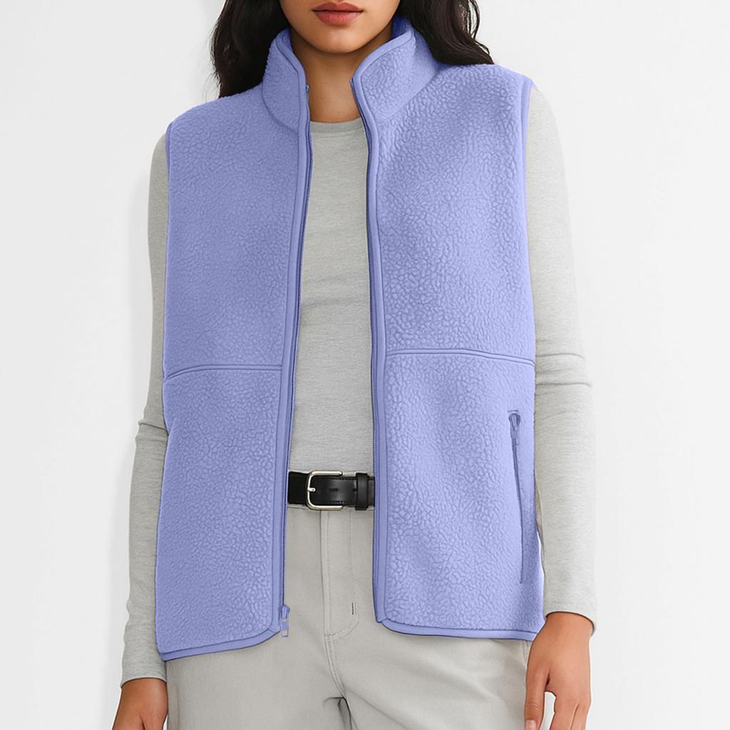 Women's Fashion Warm Sleeveless Vest Zipper Fleece Jacket