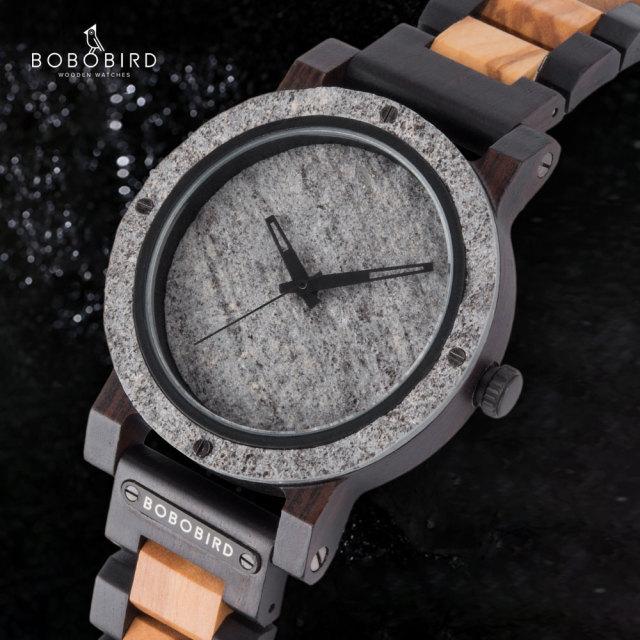 Высококачественные рок-часы, натуральные каменные часы, мужские, деревянный ремешок, японский кварцевый механизм, наручные часы ручной работы для мужчин
