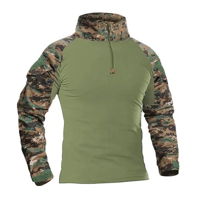 Men's Outdoor Tactical Hiking T-Shirts,Military Army Camouflage Long Sleeve Hunting Climbing Shirt,Male Breathable Sport Clothes
