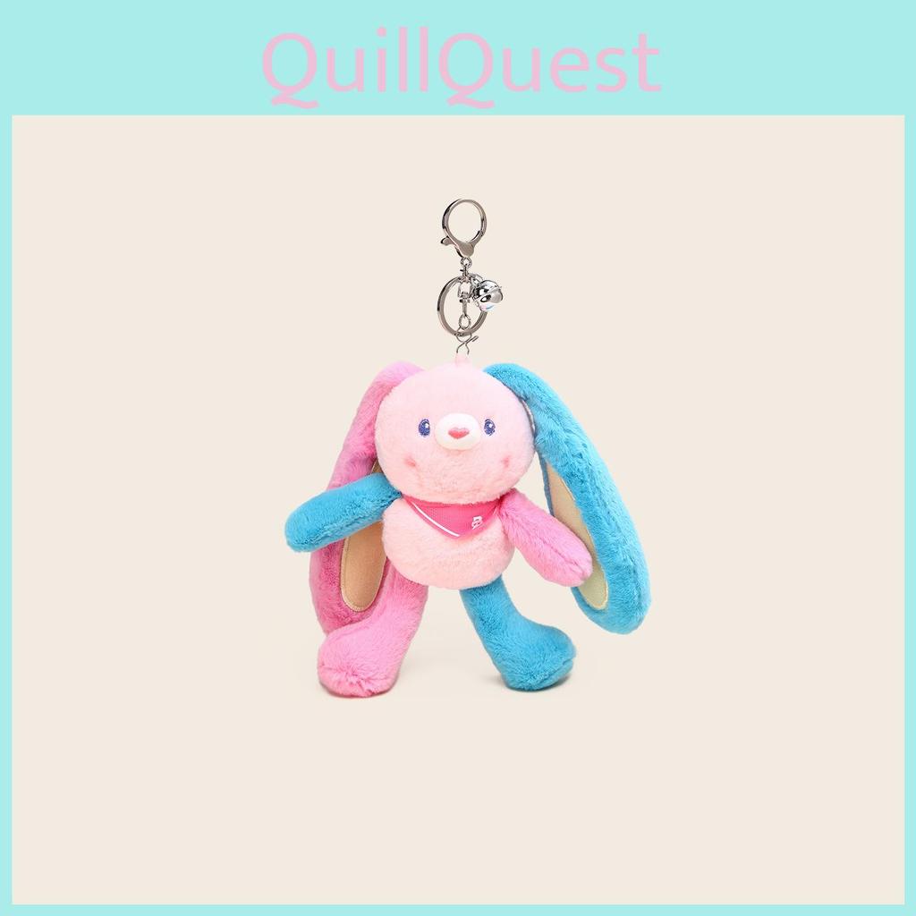 Color Cartoon Cute Blocked Rabbit Plush Toy Pendant With Stretchable Ears