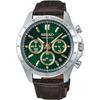 SEIKO 1 5 Second Chronograph Quartz Wristwatch Mens SBTR017 Green Brown Leather