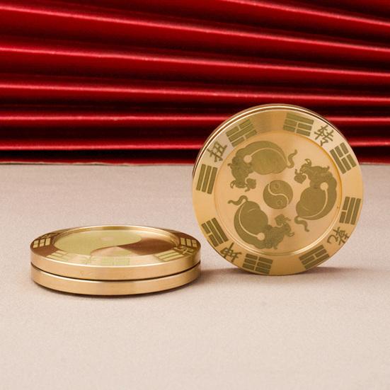 Монеты Фиджет Слайдер Забавные Китайские Иероглифы Тайцзи Круглый из Латуни Приносят Удачу Портативный Снятие Стресса Игрушка Спиннер с Монетами Удачи Подарок для Взрослых