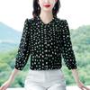 M-4XL Print Chiffon Shirt Women's Top Spring Autumn New Fashion Age Reducing Temperament 3/4 Sleeve Bottoming Blouse