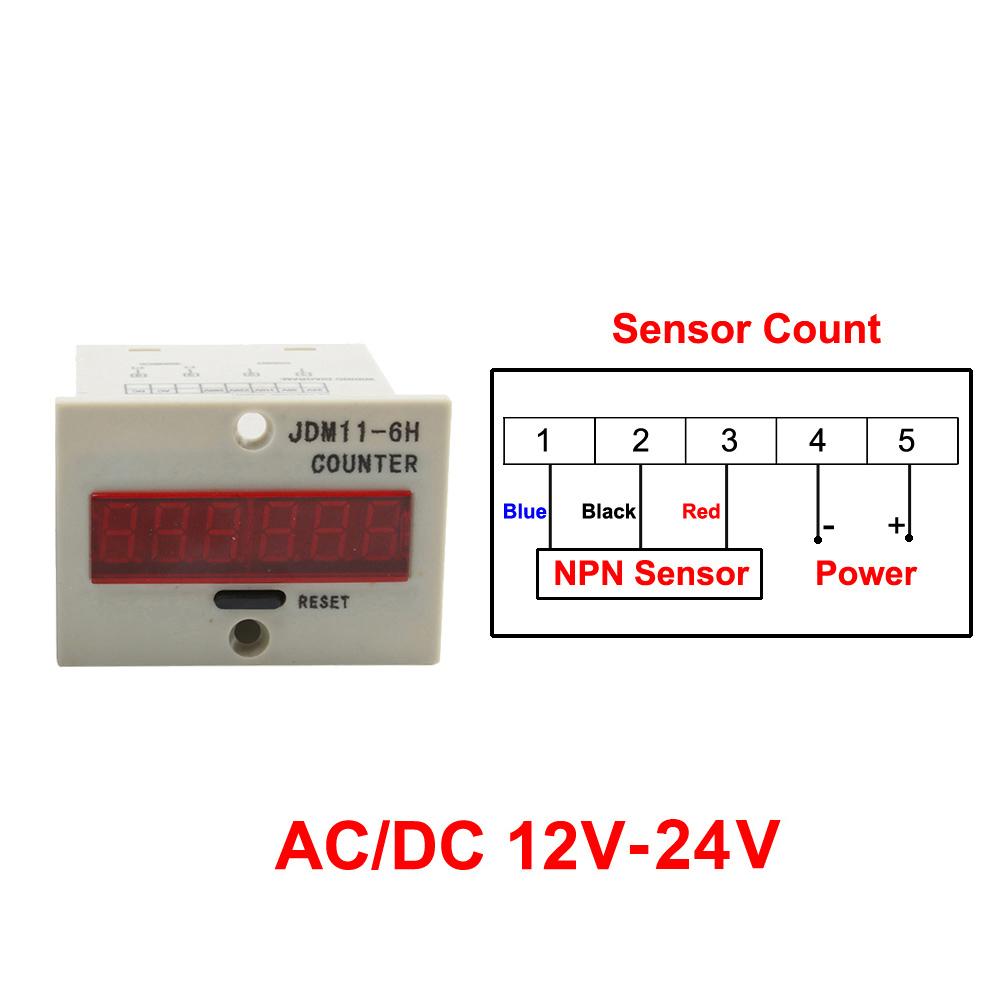 Digital Counter JDM11-6H Display Electronic Industrial Counter DC 12V 24V 36V AC 110V 220V 380V Proximity switch sensor count 1