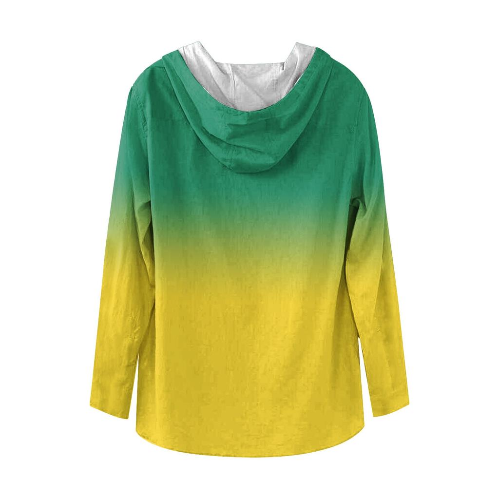 Printed Men's Cotton And Linen Shirt Hooded Long-sleeved Hooded Spring And Summer Casual Daily Wear