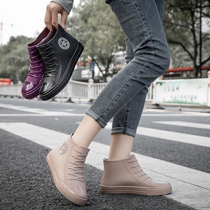 Short Tube Rain Shoes, Casual Women's Water Boots, Anti Slip and Cute Trendy Shoes