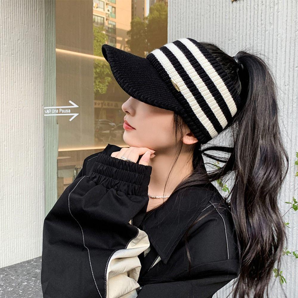 Зимняя шляпа в полоску, модные спортивные шапки на открытом воздухе, новые бейсболки с пустым верхом
