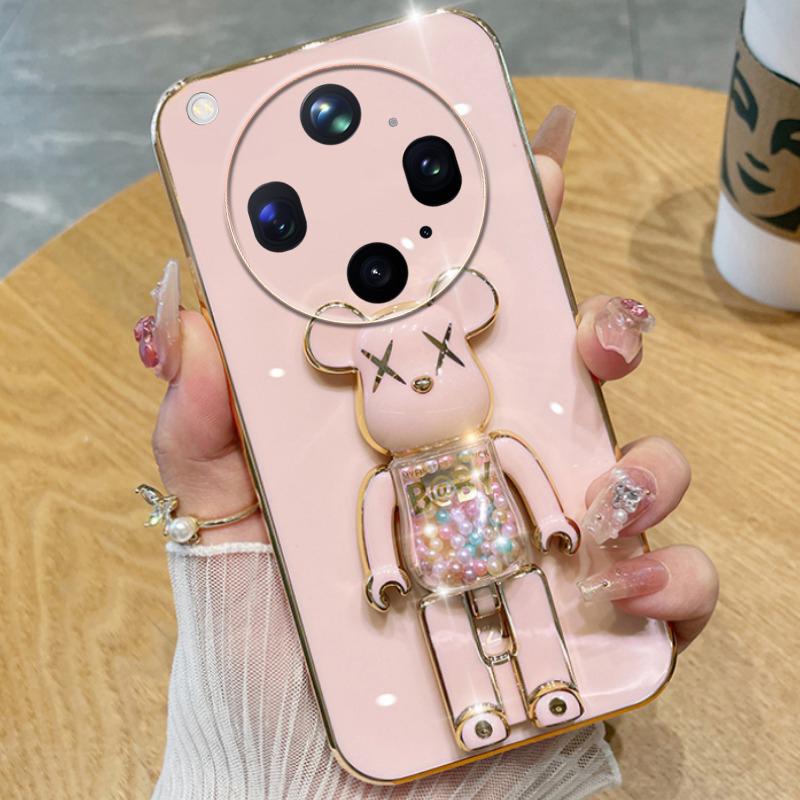 For OPPO Find X9 Ultra Case Soft Electroplated Quicksand Hourglass Pellet KWAS Bear silicone shockproof Protector Smooth for OPPO Find X9S Back Cover