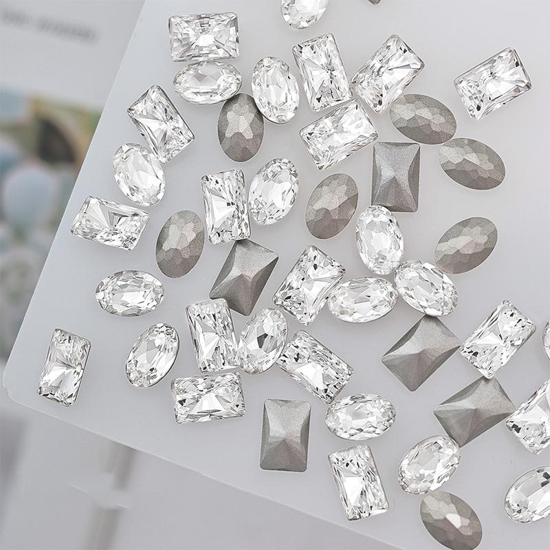 5 шт. прозрачные хрустальные бриллиантовые роскошные овальные квадратные стразы для дизайна ногтей драгоценные камни сверкающее стекло супер флэш-камни для ногтей подвески