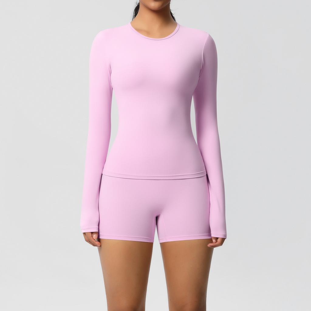 Nessaj Однотонный комплект для йоги, женская одежда для тренировок, шорты с высокой талией, рубашки с длинным рукавом, спортивная одежда для фитнеса