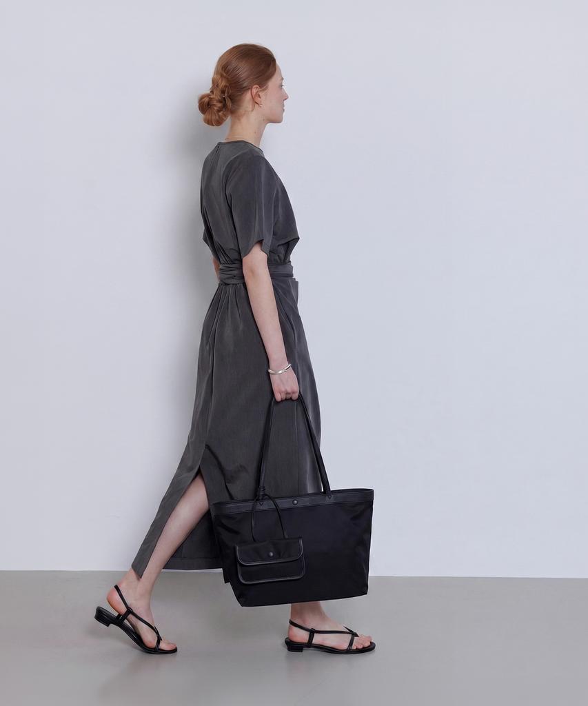 Non And Non [Cool Touch.Ver] Drape Waist Long Dress_Nhon6538 (Charcoal)