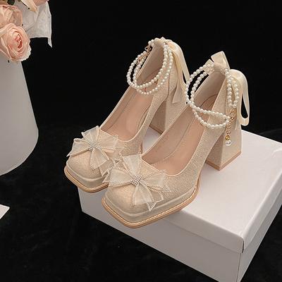 Женские сандалии Мэри Джейн 2025 Новая Мода Женские Сандалии на Толстой Подошве Уличные С Мелким Вырезом Большие Высокие Каблуки Женская Обувь 42