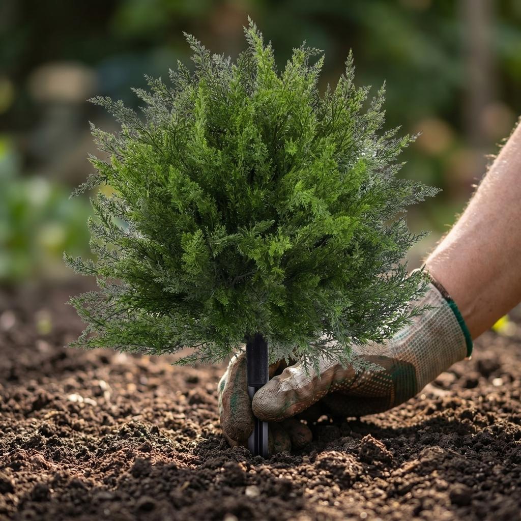 Искусственный пятилопастной кипарисовый лист Садовое украшение с колышком Реалистичная текстура и прочный Материал для наружного использования Подходит для патио, балкона, газона