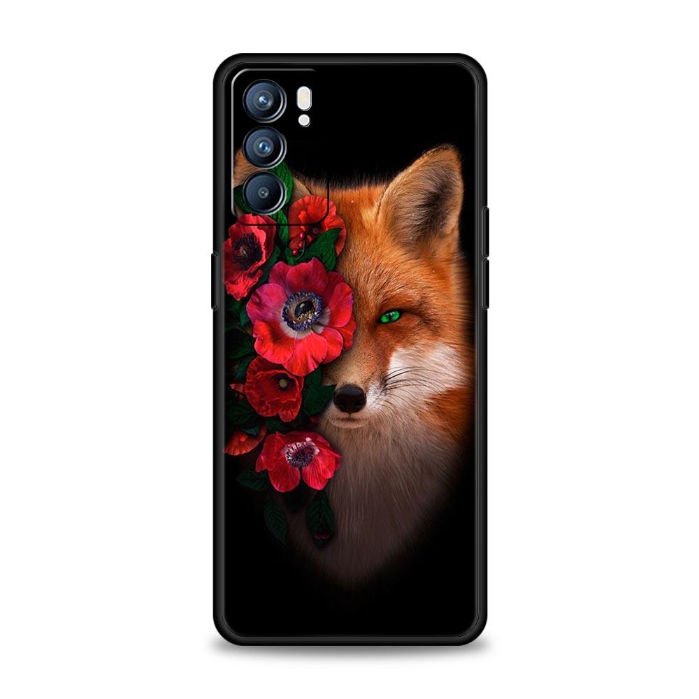 Милый подарочный мягкий чехол для телефона Red Fox для Oppo Find X5 A54 A53 A52 A9 2020 A15 A95 A16 A76 A74 A12 Reno7 SE Reno6 Pro 5G черный чехол