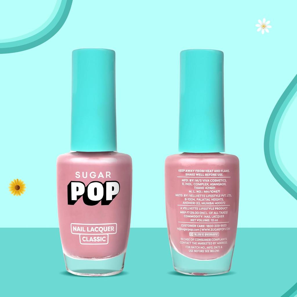 Лак для ногтей Sugar Pop с глянцевым покрытием 46 Коралловый нюд 10 мл Высокий блеск Быстросохнущий Стойкий Устойчивый к сколам Лак для ногтей