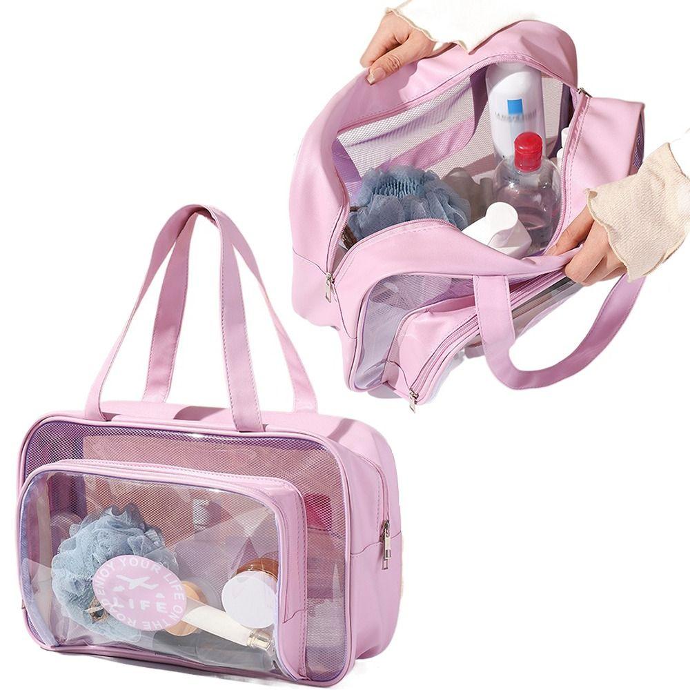 Wet and Dry Separation Toiletry Storage Pouch Transparent Makeup Handbag Clear Toiletry Case Beach