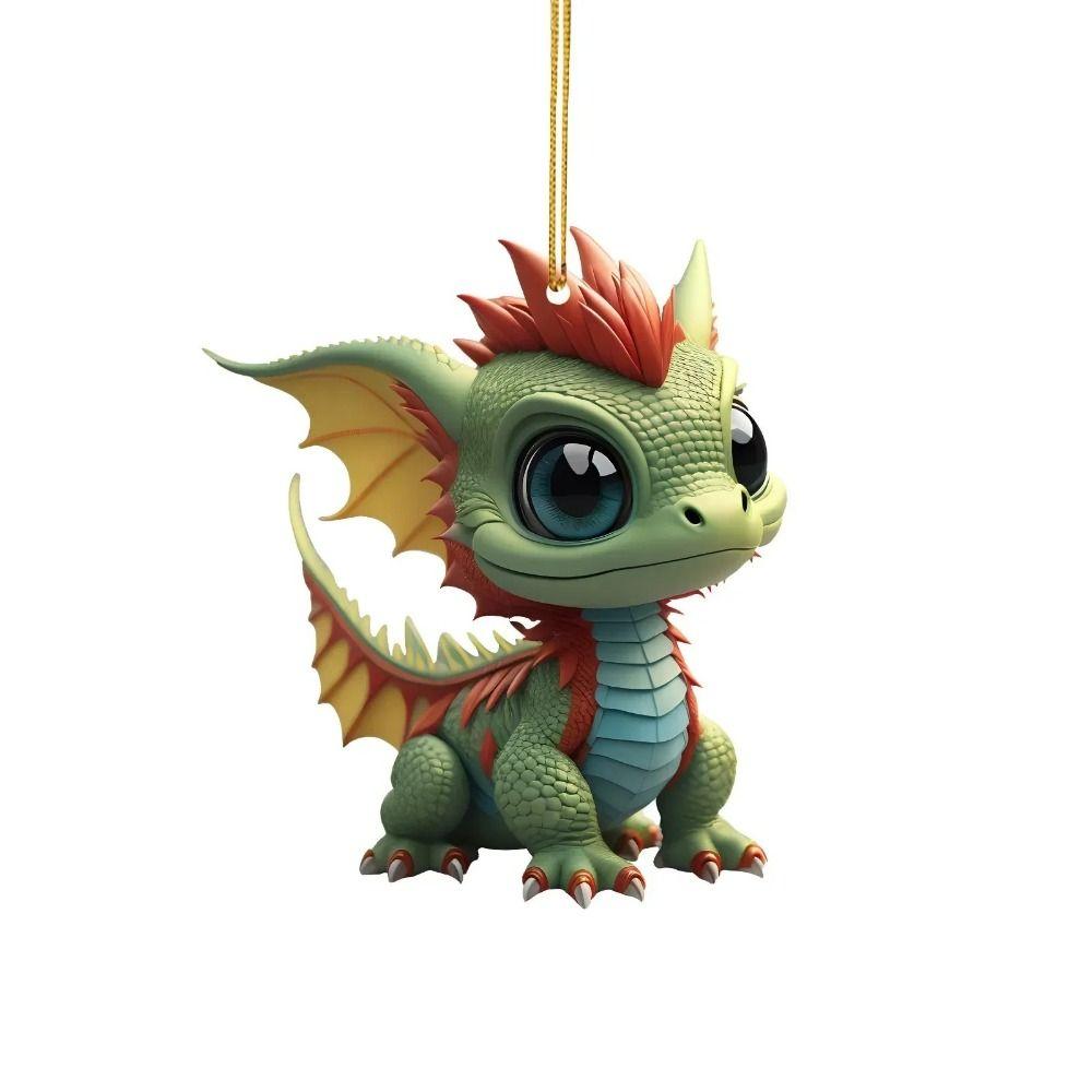 2D Dragon Baby Hanging Ornament Dragon Baby Cute Christmas Dragon Pendants Keychain
