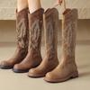 Fashion Women's Shoes 2024 High Quality Sleeve Women's Boots Winter Warm Round Toe Solid High Tube Low-heeled Fashion Boots Zapatos
