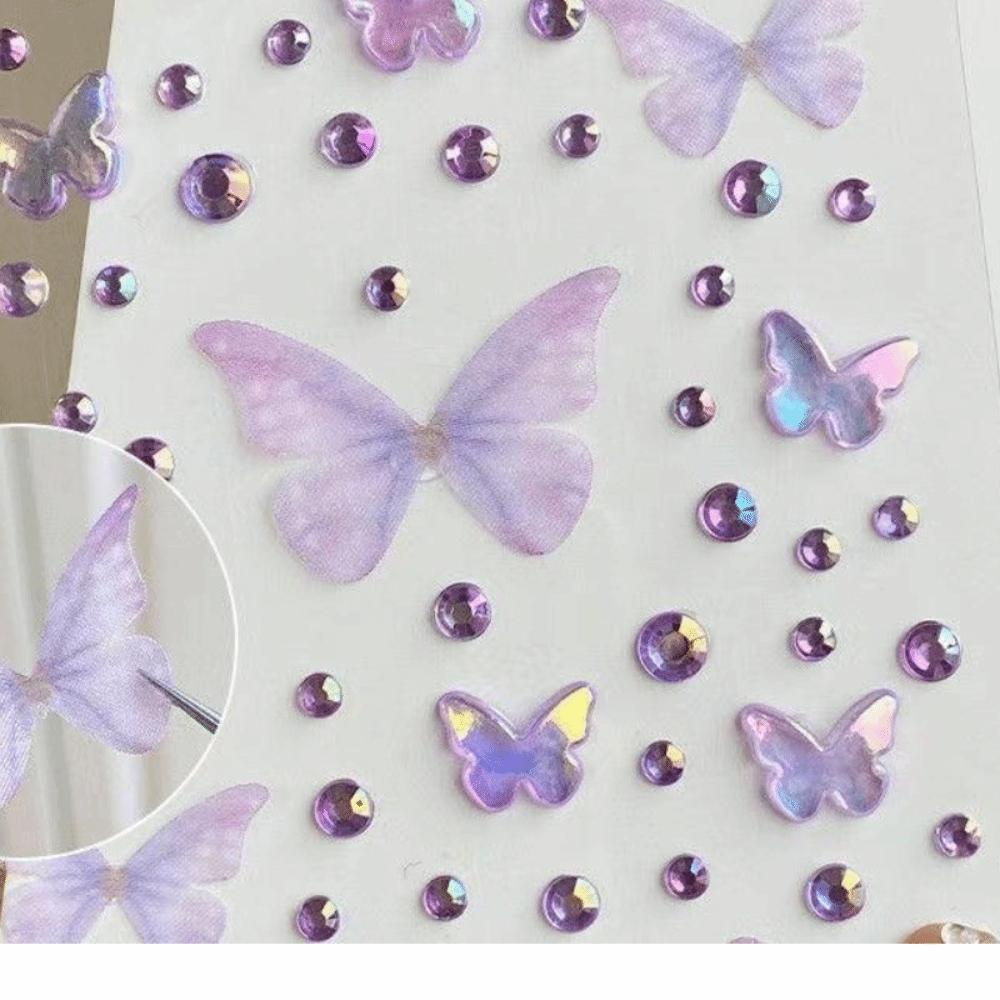 Self-adhesive Rhinestone Face Stickers Resin Butterfly Decals Butterfly Face Stickers  Children's
