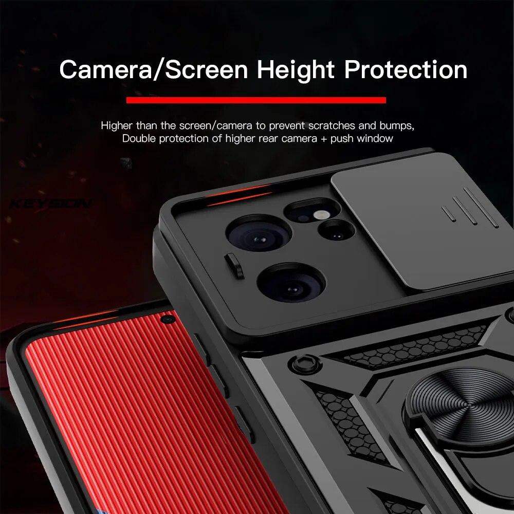 KEYSION Противоударный чехол для Xiaomi 13T 13T Pro 5G, защитное кольцо для объектива камеры, подставка, задняя крышка для телефона Redmi K60 Ultra
