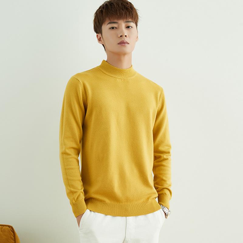 Мужской деловой пуловер с полувысоким воротником крупной вязки для осени и зимы
