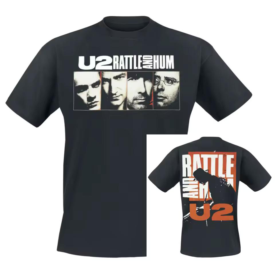Rattle and Hum U2 Band T-Shirt 100% Cotton Graphic Tee Men Women Summer Streetwear Top