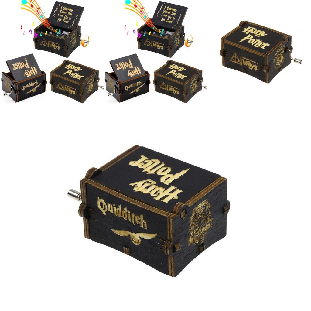 Black Potter Harry Music Box Engraved Wooden Music Box Interesting Toy Xmas Gift
