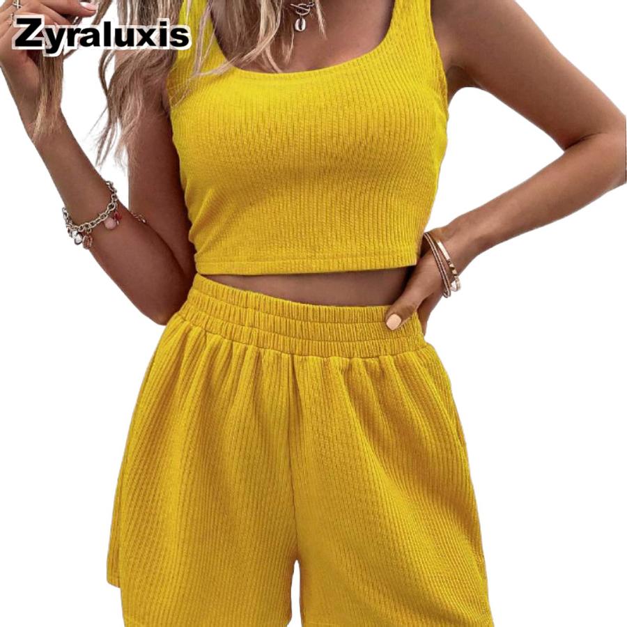Summer Sweet Girl Breeze Knit Sleeveless Fashion Casual Solid Color Set Cute Girls Outfit