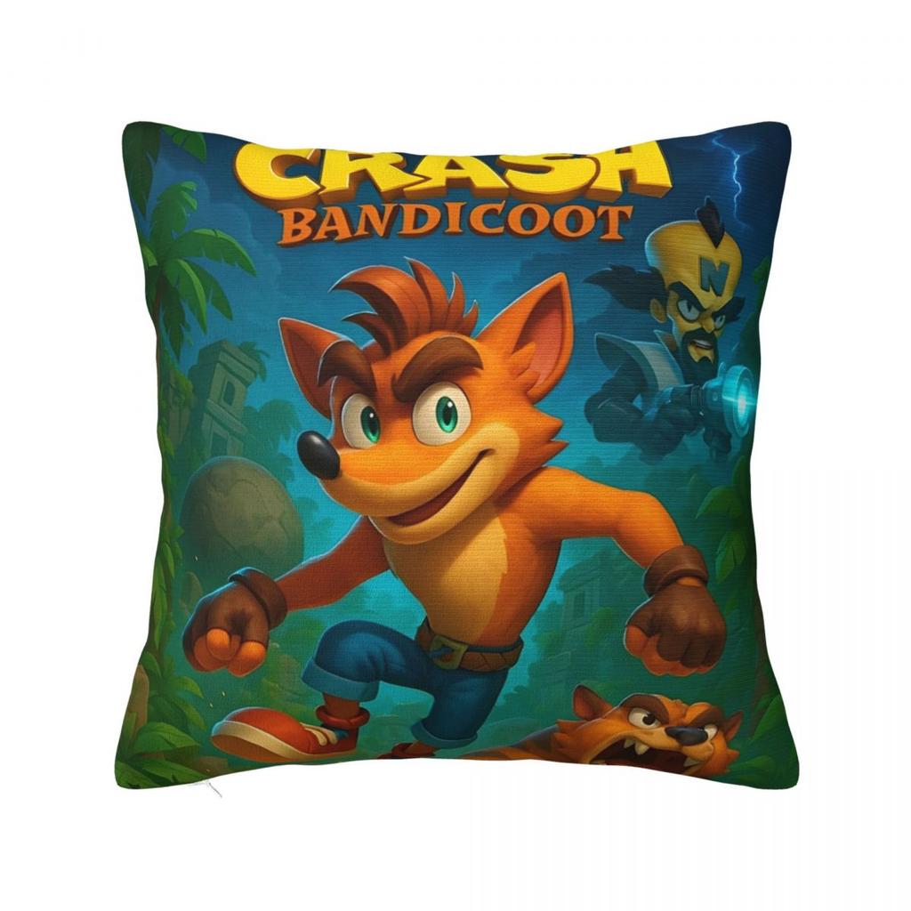 Crashs Bandicoots Cartoon Pillowcase Merch Printed Cushion Cover Decorative Video Game Throw Pillow Case Cover Home Multi-Size
