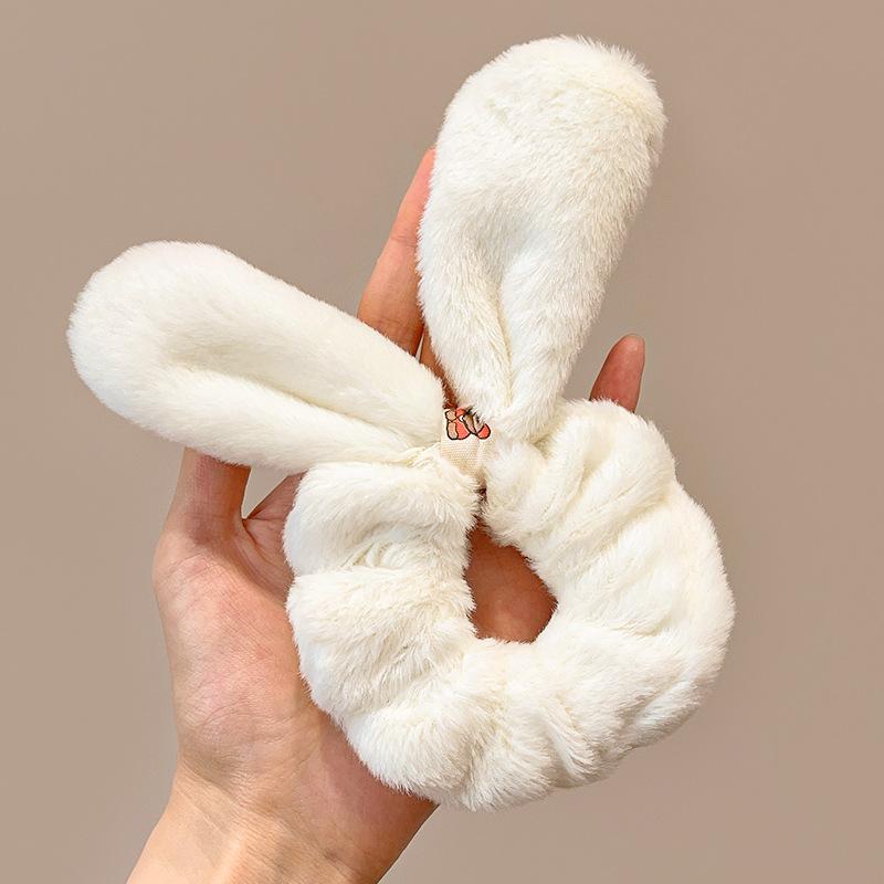 Осенне-зимняя плюшевая повязка для волос с ушками кролика, пушистая поросенок, толстое кишечное кольцо, повязка на голову с хвостиком, резинка, аксессуары для волос