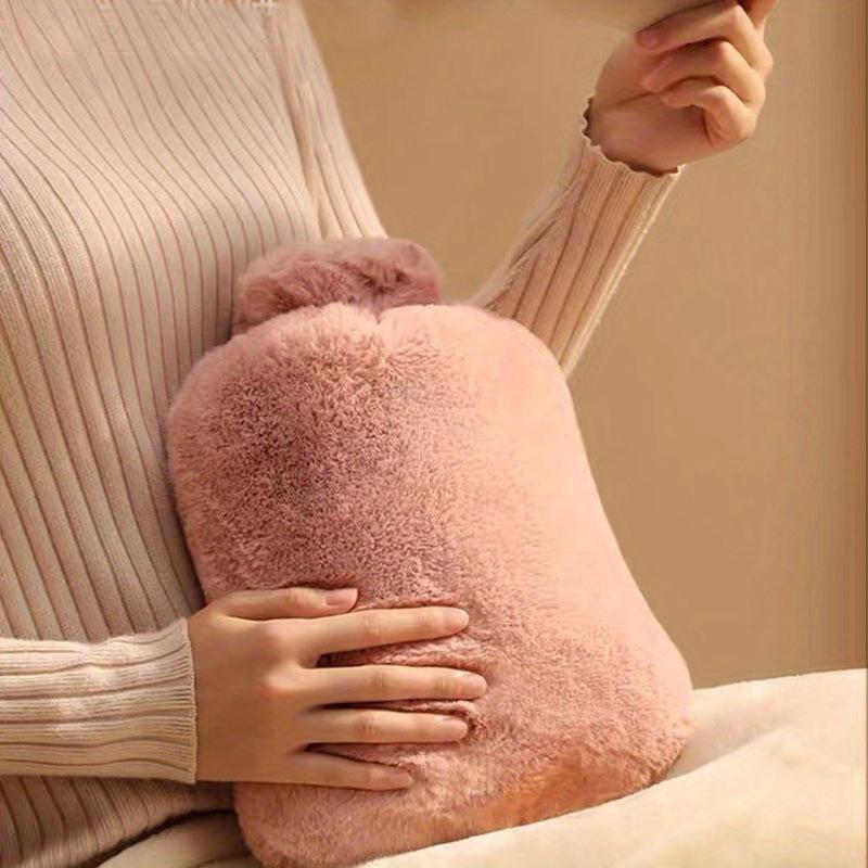 1pc 33.81oz/ 67.63oz Large Capacity Plush Hot Water Bag: PVC Material, Hand Warmer Perfect for Bed
