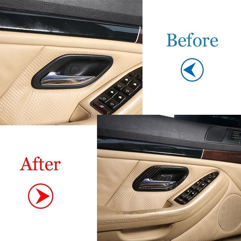 Углеродное волокно ABS Chrome Внутренняя ручка двери автомобиля Чаша Декор Наклейки для BMW 5 серии E39 1996-2003 Авто Интерьер