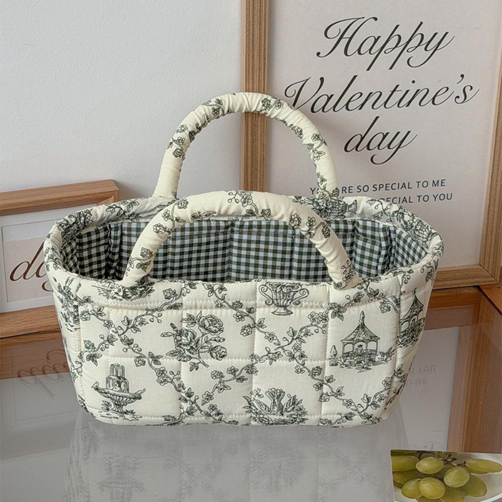 Large Capacity Laundry Storage Basket Hand-held Floral Organizers Basket Desktop Storage