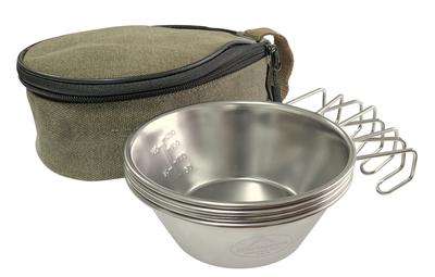 camping moon Кружка для кемпинга из нержавеющей стали Sierra Cup 310 мл Набор из 4 штук с чехлом для хранения S220-4P+B