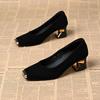 Женские туфли классические женские с круглым носком черная замша высокое качество квадратный каблук туфли леди крутые комфортные сексуальные туфли-лодочки ab533