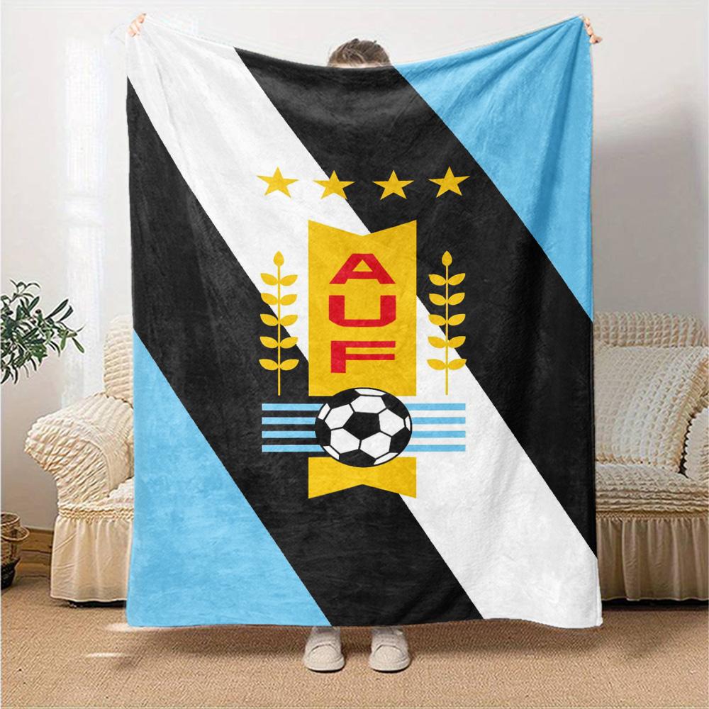 Uruguay Celeste Football Print Flannel Blanket High Quality Warm Comfortable Cover for All Seasons Perfect for Gifts Home Decor