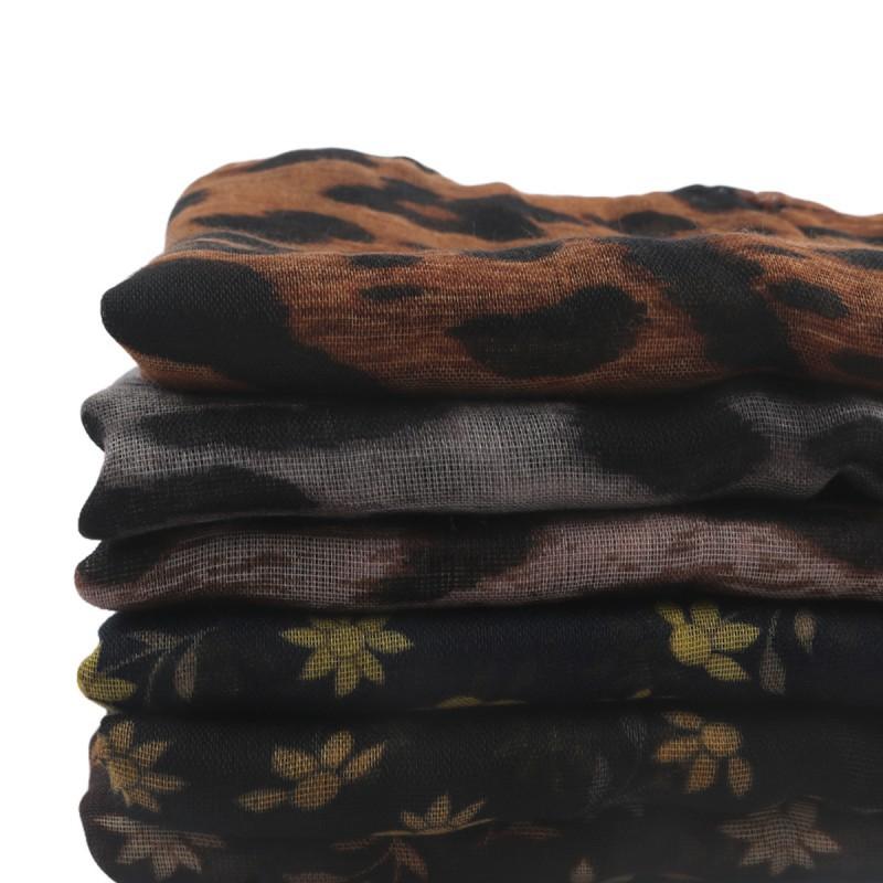 Women's Polka Dot Scarf Balinese Yarn Print Classic Leopard Cotton Outer Cape Head Long Towel