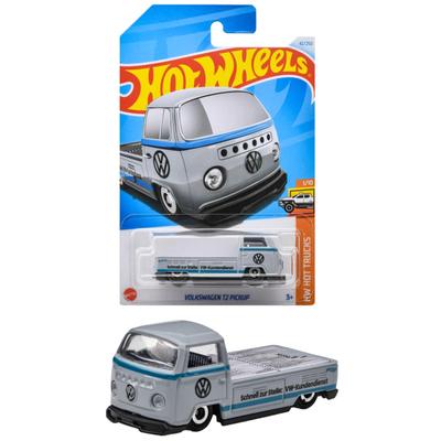 Hot Wheels Basic Car Volkswagen T2 Pickup Vehicle Игрушечная мини-машина для детей от 3 лет и старше, белая HXR02