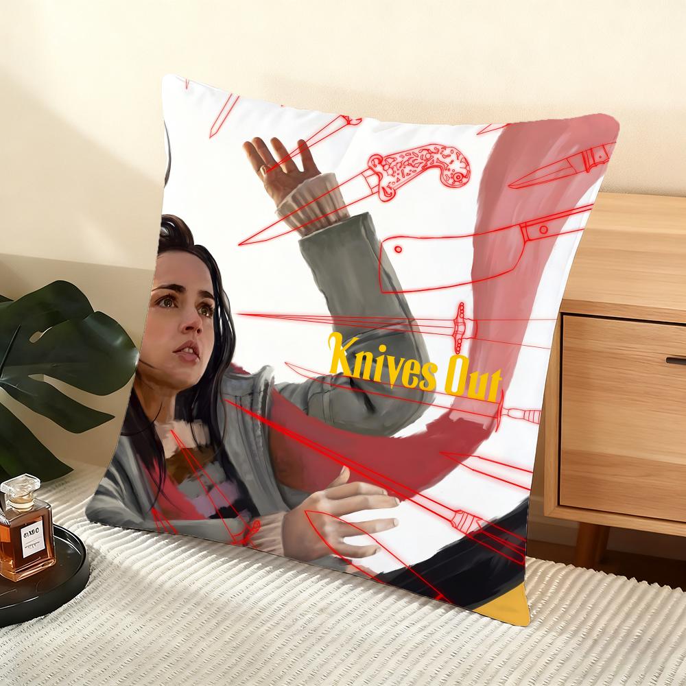 Cushion Cover Silky Short Plush Home Sofa Cushion Cover - Invisible Zipper Home Decoration Knives Out Movie